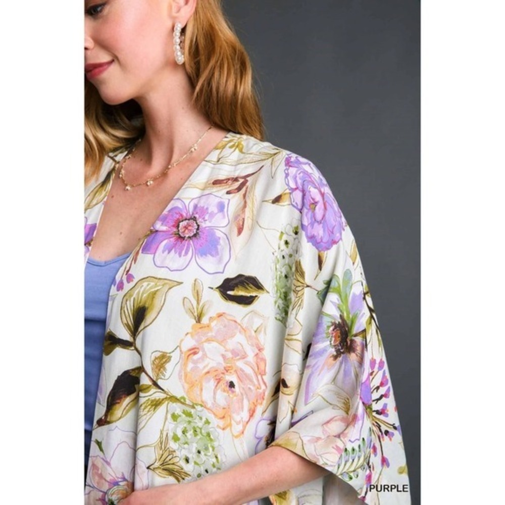 NWT UMGEE Kimono Open Cardigan S/M Long Robe Swim Cover Up Resort Floral Boho - Picture 5 of 11